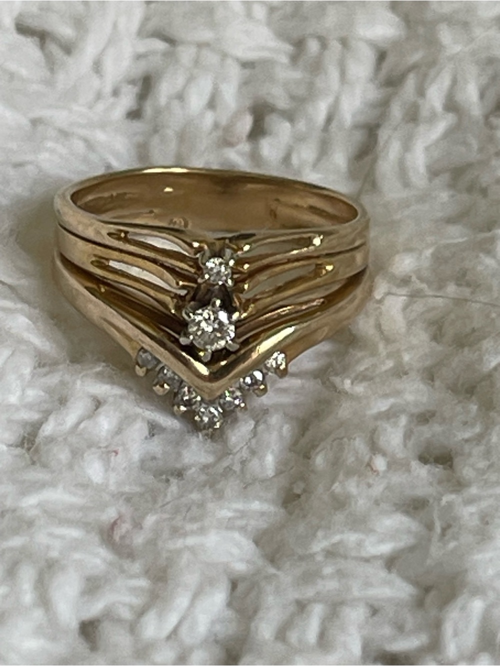 14k Multi-Band Wedding Set - approx size 5 - Picture 7 of 10